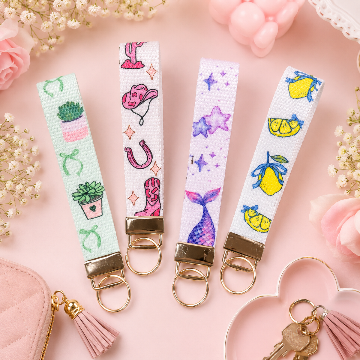 Patterned Wristlet Keychain