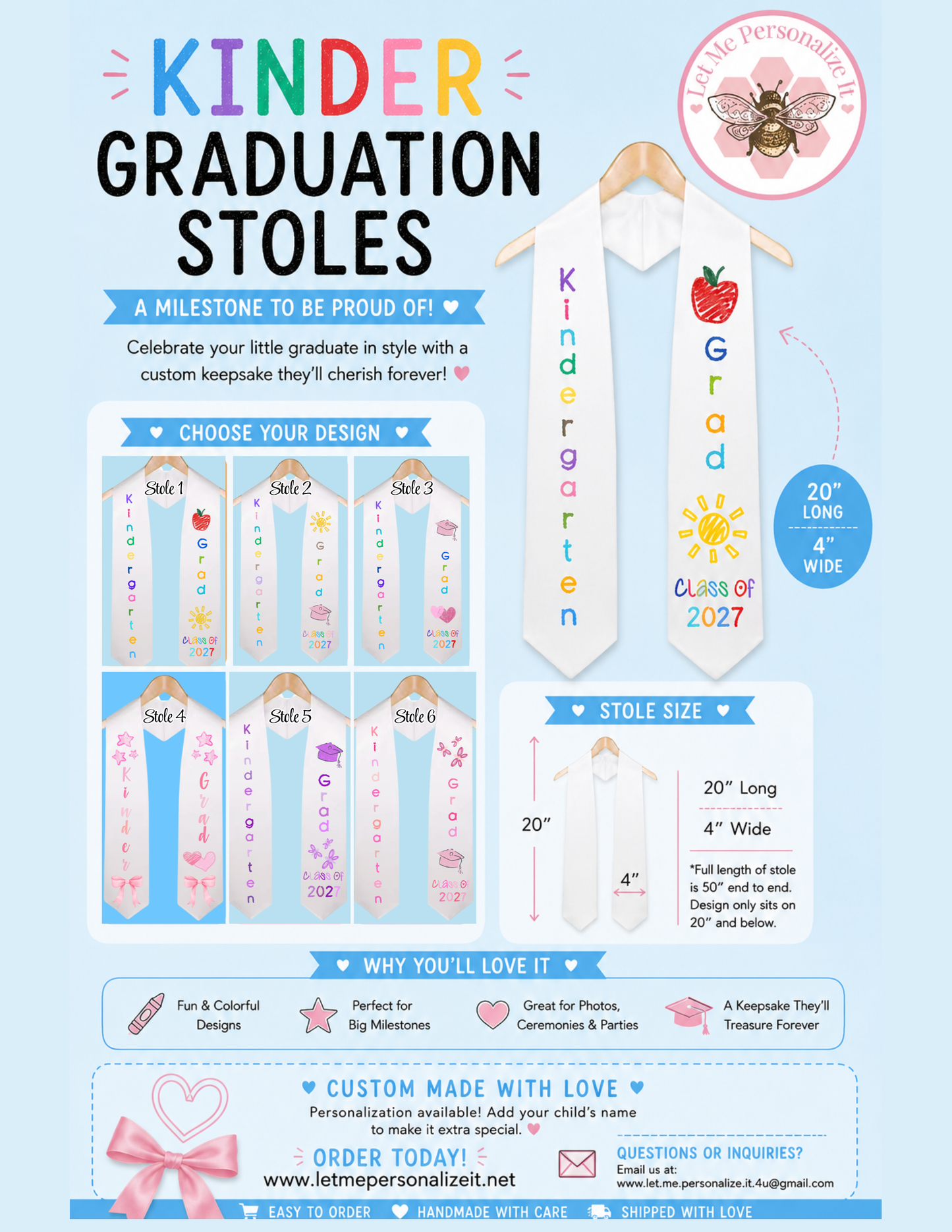 Kindergarten Graduation Stole