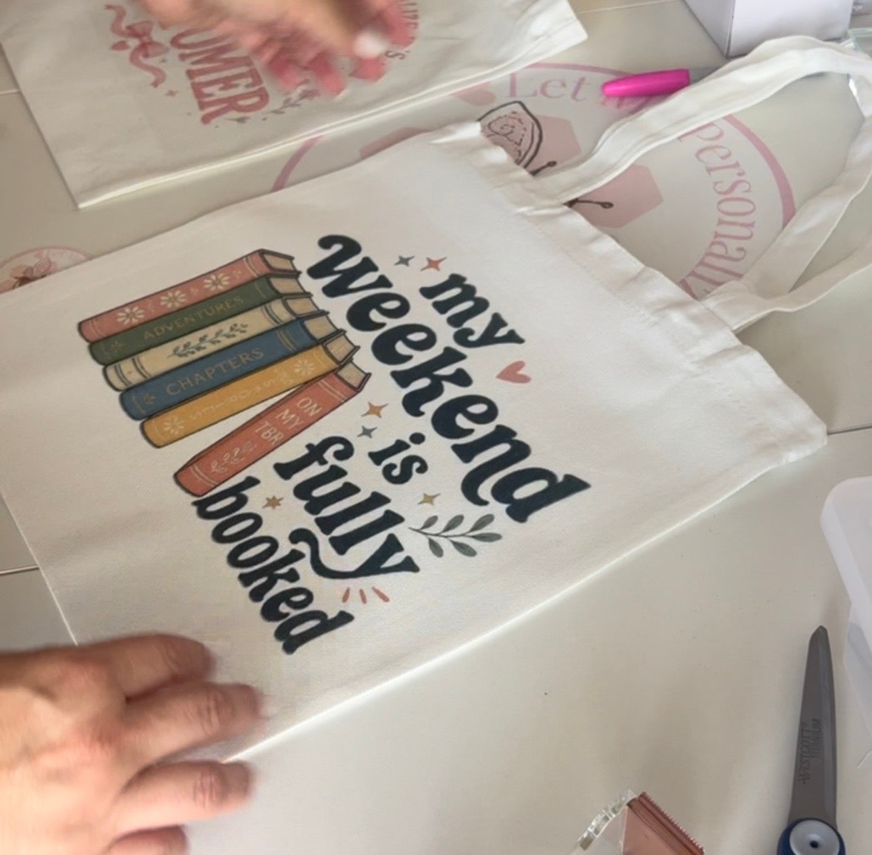 My Weekend Is Fully Booked Tote Bag | Book Lover Canvas Tote | Reading Gift | Library Bag | Bookish Tote
