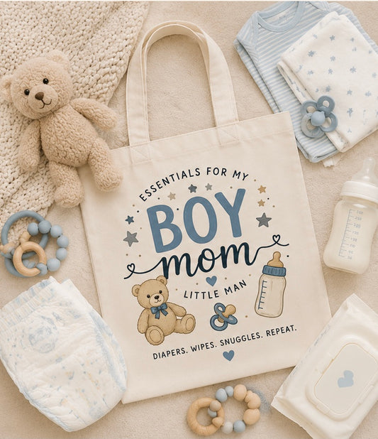 Boy Mom Tote Bag | Baby Essentials Canvas Tote | Let Me Personalize It