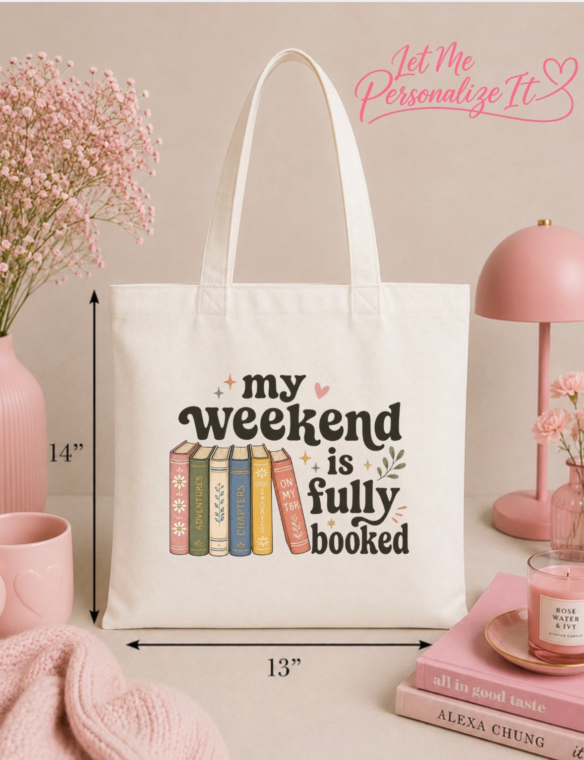 My Weekend Is Fully Booked Tote Bag | Book Lover Canvas Tote | Reading Gift | Library Bag | Bookish Tote