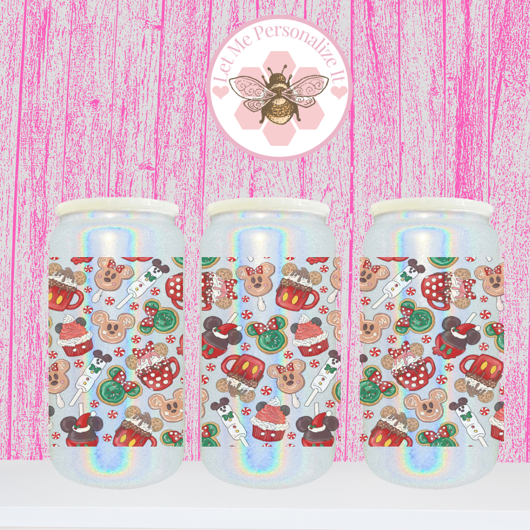 16 oz Dland Christmas Snacks Shimmer Glass Can