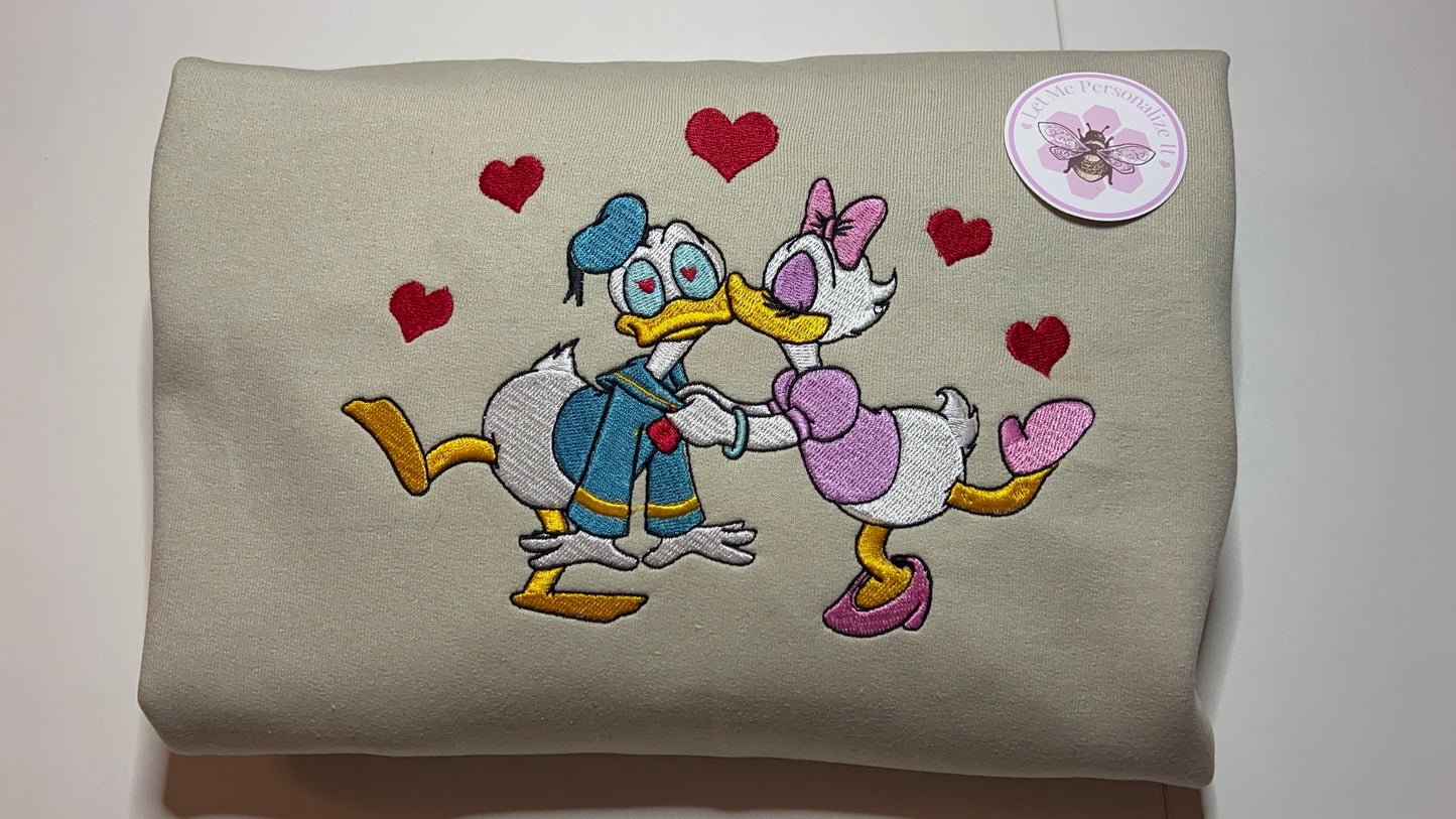 Donald n Daisy Love is in the Air Embroidered Sweater