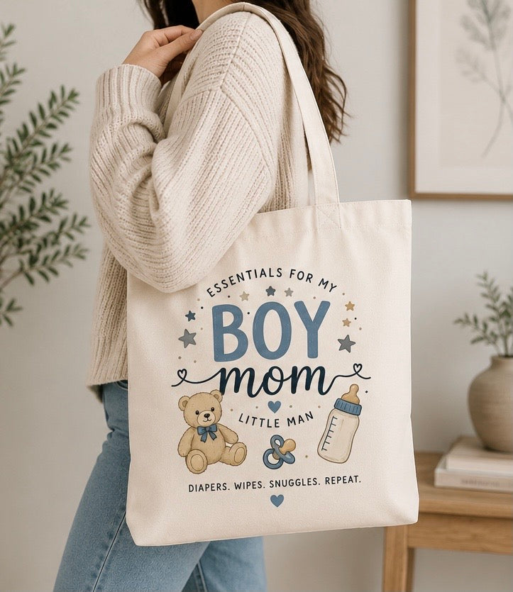 Boy Mom Tote Bag | Baby Essentials Canvas Tote | Let Me Personalize It
